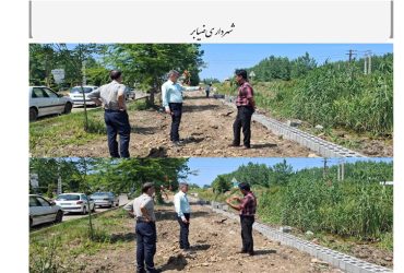 بازدید شهردار وعضو شورای شهر از اجرای سنگ فرش و پیادرو با تونل نوری