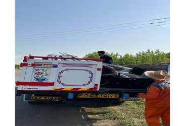 تخليه بار تيرک هاى نورى و پايه چراغ هاى درختى